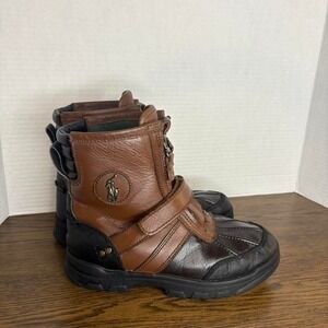 Polo Ralph Lauren boots in brown and black leather, size 2.5, leather boots,